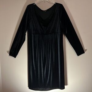 Jones New York Black Velvet Dark Fairy Vampire Whimsigoth Witchy Dress Size 16